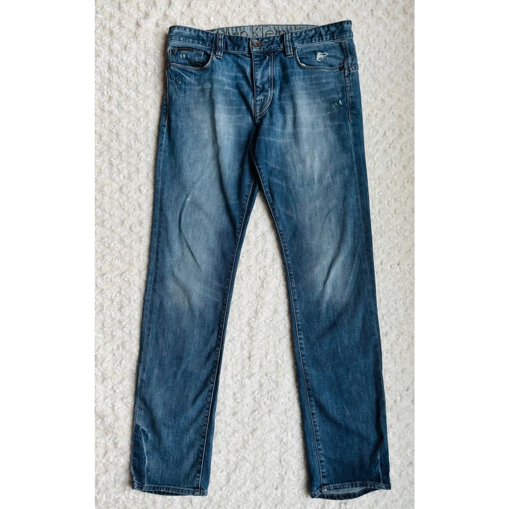 Calvin Klein Jeans Mens Body Low Rise Slim Blue Denim Cotton Waist 33